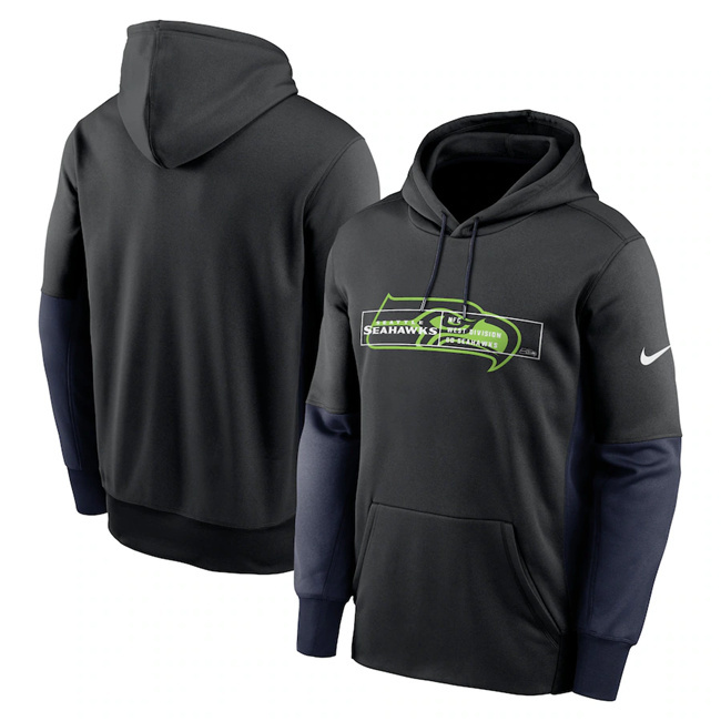 Men's Seattle Seahawks Black Color Block Fleece Performance Pullover Hoodie Men's Seattle Seahawks Black Color Block Fleece Performance Pullover Hoodie